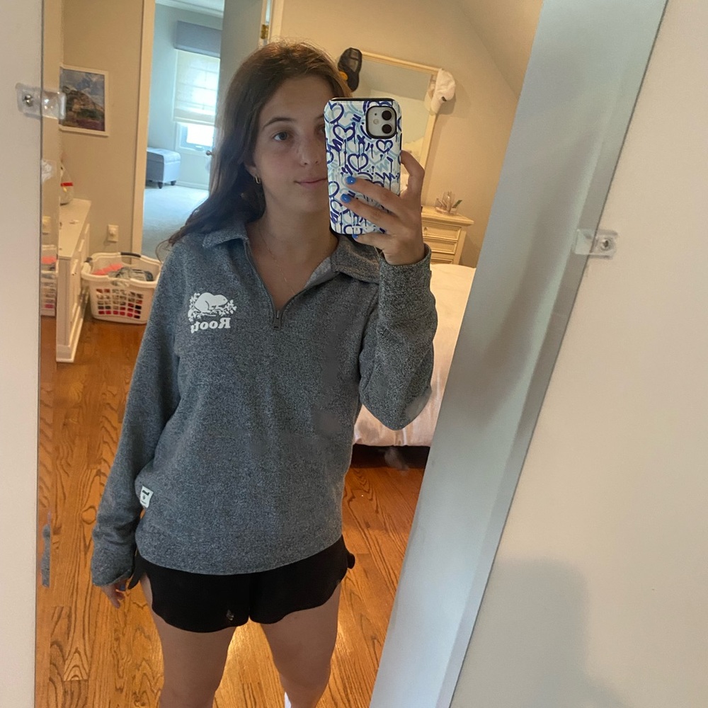 Gray half zip roots sweatshirt